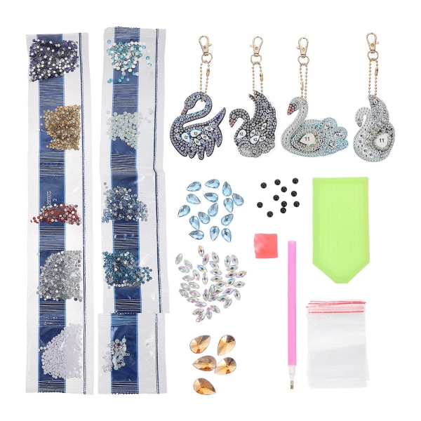 1 Set Diy Diamond Picture Nyckelring Diy Diamonds Key Ring Bag Hängande Dekor Assorted Color 7X6.5X0.2CM