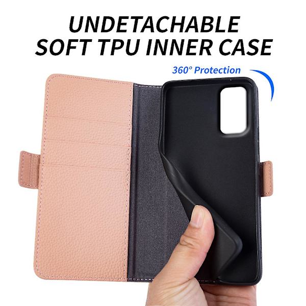 För Samsung Galaxy A33 5g äkta kohudsläder cover Fullt skydd Telefon Flip Case Pink