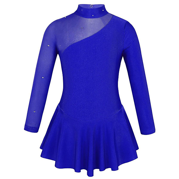Balett Gymnastik Trikå Klänning Barn Flickor Balett Trikåer För Dans Ballerina Cutouts Bakom Samtida Konståkningsklänning 6 Royal Blue