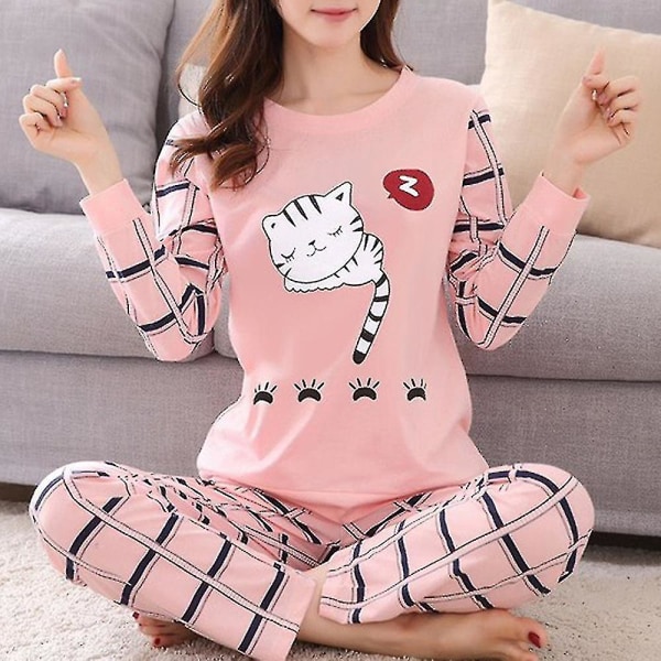 Dampyjamasset Sovkläder Loungewear Pyjamas Pink Cat M