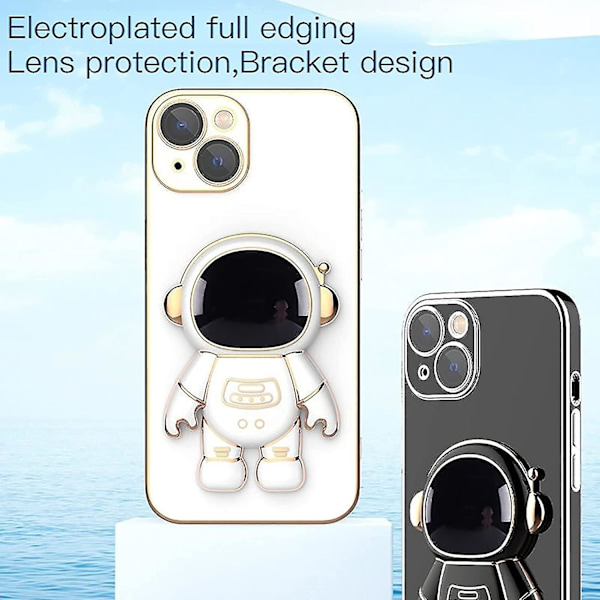 Astronaut Hidden Stand Case Kompatibel Samsung Galaxy S22/s22+/s22ultra Nytt elektropläterat Case White S22 Plus