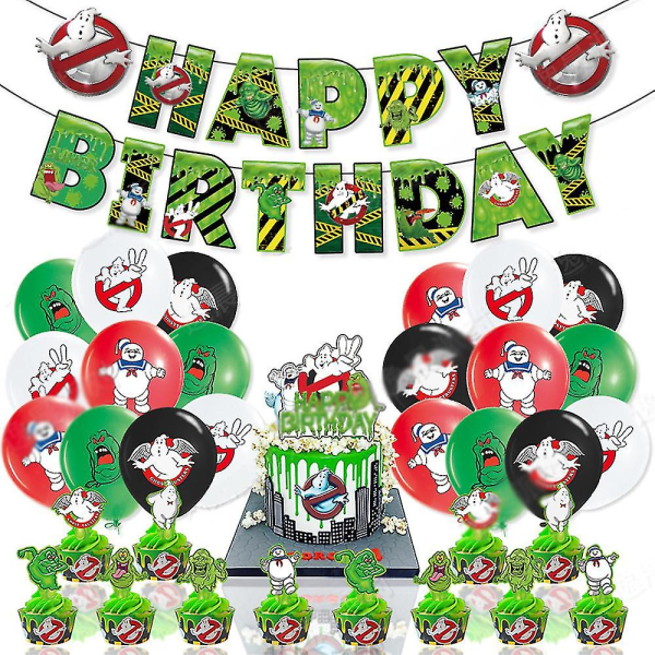 The Ghostbusters tema Grattis på födelsedagen Party Ballong Banner Cupcake Cake Toppers Kit Dekor null none