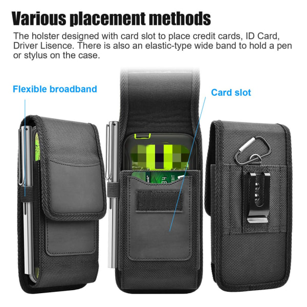 Case, TSV-bältesklämma Nylon Telefonficka Bärväska Passar för iPhone 13 12 11 Pro Max, XR, XS, Samsung Galaxy S20 Ultra,