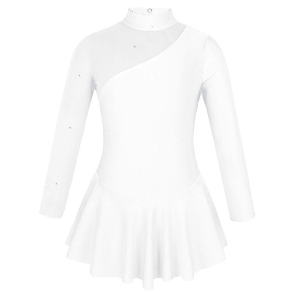 Balett Gymnastik Trikå Klänning Barn Flickor Balett Trikåer För Dans Ballerina Cutouts Bakom Samtida Konståkningsklänning 6 White