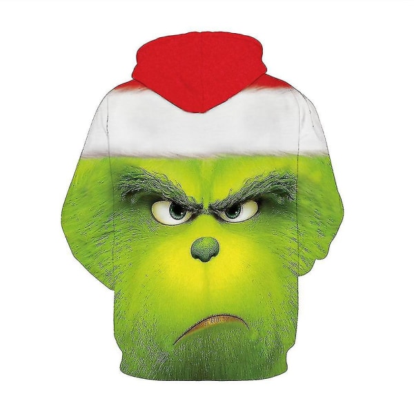 Unisex barn 3d The Grinch printed huvtröja Barn Pojkar Flickor Jultröja med luva med ficka Ugly Sweatshirt Present D 13-14Y