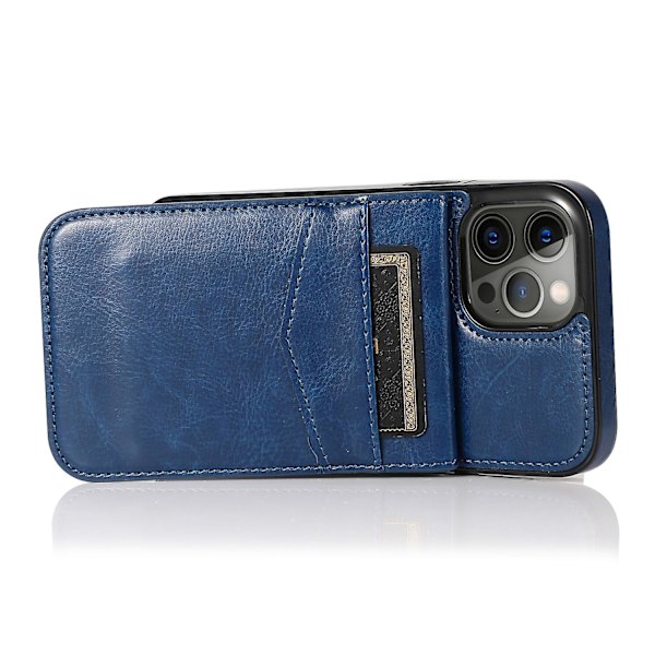 Korthållare Cover För Iphone 13 Pro , Pu Läder + Tpu Case Med Kickstand Dark Blue