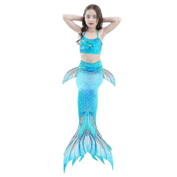 Barn Flickor Mermaid Tail Bikini Set Badkläder Baddräkt Simning Kostnad Inklusive Garland Pannband Färg 6 4-5 år