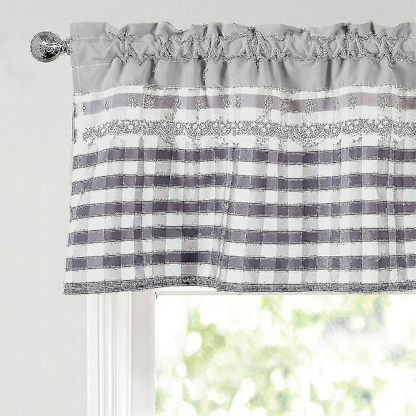 Köksgardiner Dekor Fönstergardin Lyx Cafe Valance Topper Draperier Light Grey 74cmx61cm
