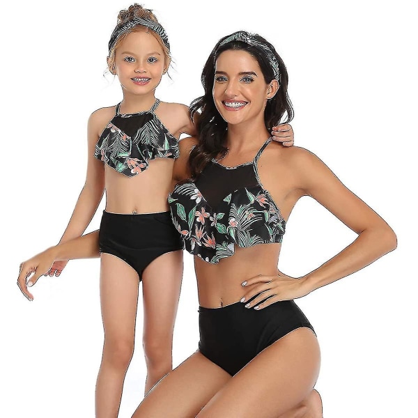 Baddräkt för flickor Två delar Bikini Set Ruffle Falbala Badkläder Bad