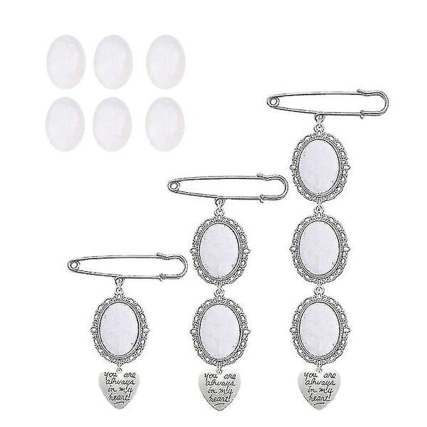 Bröllopsbukett Fotoberlock Gör-det-självnål Brosch Ma Kit Lacy Ram Berlock Oval tavelram med hänge för A set