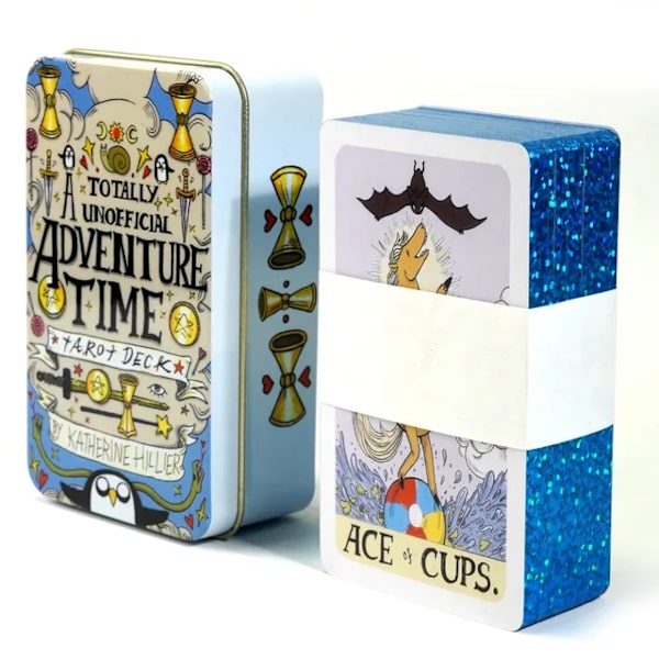 Nyhetsuppsättning Adventure Time Tarot Deck the AdventureTin Metal Box Hög kvalitet 78 kort Förgylld kant med papper Guidebok Brädspel Light Grey none