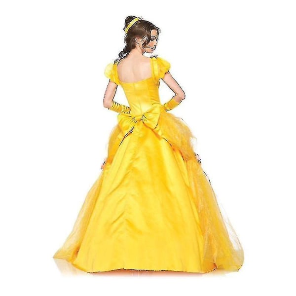 Disney Halloween kostym Belle Princess Dress Vuxen Beauty And Beast Anime Belle Dress Cosplay Performance Kvinnor Födelsedagspresenter Kb Dress AND Gloves S