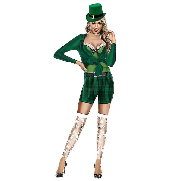 St. Patrick's Day Costume Kvinnor Parad Kostym Character Dress Up Irish Shamrock Festival Performance XL