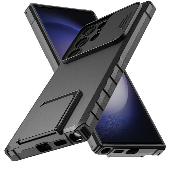 Htwon för Samsung Galaxy S23 Ultra phone case med cover Justerbart ställ, blå black