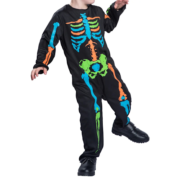 Halloween Regnbåge Skelett Flicka Klänning Färgglad Skalle Pojke Kostym Småbarn Funky Punky Ben Cosplay Outfit Karneval Fancy Kläder S Girl