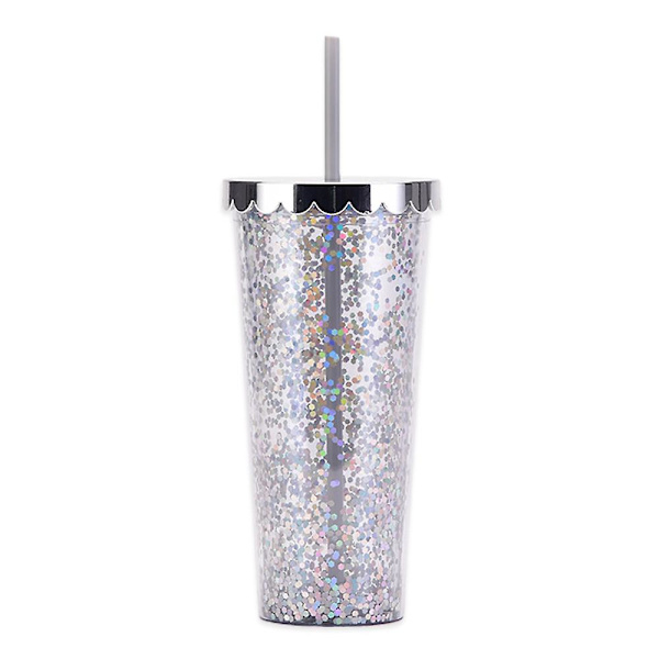 700 ml dubbellagers plastmugg, enkel genomskinlig glitterhalmkopp med paljetter, vattenkopp med stor kapacitet style1