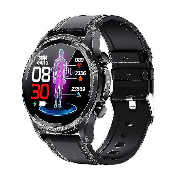 2023 Blodsocker Smart Watch Ecg+ppg Monitoring Blodtryck Kroppstemperatur Smartwatch Herr Ip68 Vattentät Fitness Tracker - Smart Wat Black Leather