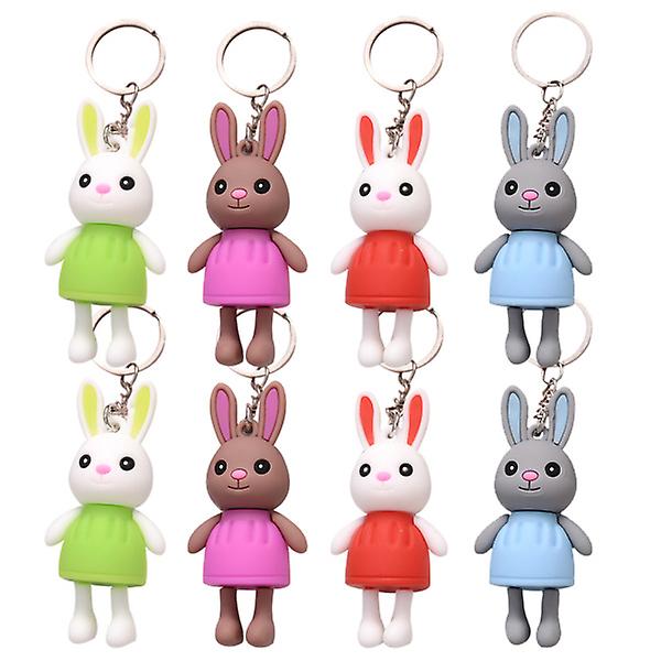 8 st Bunny Shape Hängningar Cartoon Nyckelringar Bärbara hängsmycke Tillbehör
