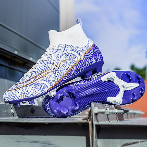 Fotbollsskor för män Halkfria fotbollsskor Klossar Gräs Fotbollssneakers 3A1126A White 37