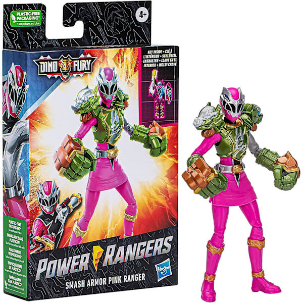 Power Rangers Dino Fury Smash Armor Pink Ranger, 6-tums Power Rangers actionfigurer är fantastiska presenter till pojkar och flickor från 4 år och uppåt null none