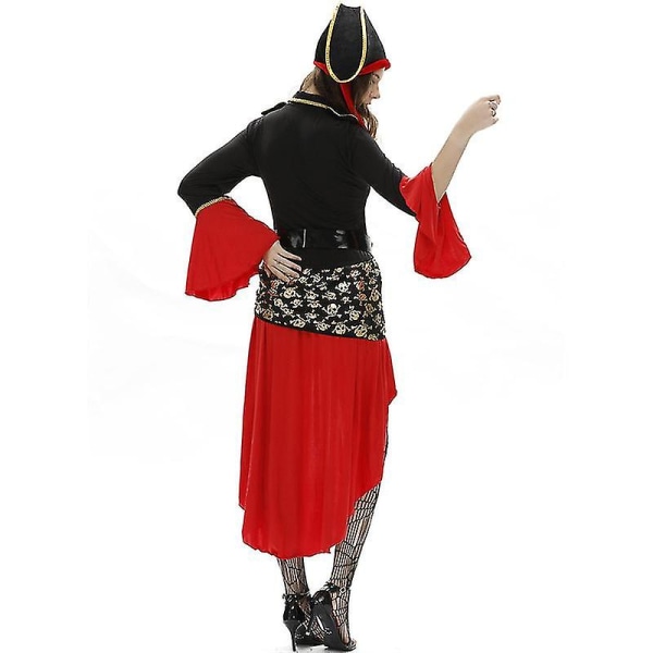 Vuxen piratdräkt kvinnor, kvinnlig piratdräkt vuxen, dam piratdräkt, Halloween piratdräkt med strumpor M