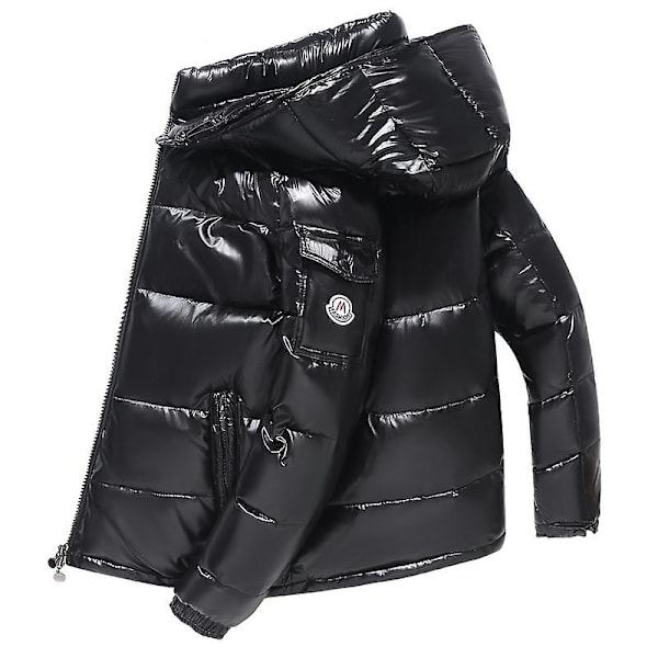 Herr Shiny Dunjacka Herr Vinterjacka Ståkrage Dunjacka Med Huva Black 2XL