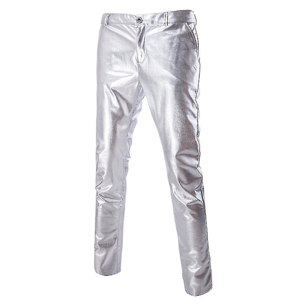 Herrbyxor Bright Bronzing Casual Byxor i mitten av midjan Silver XL