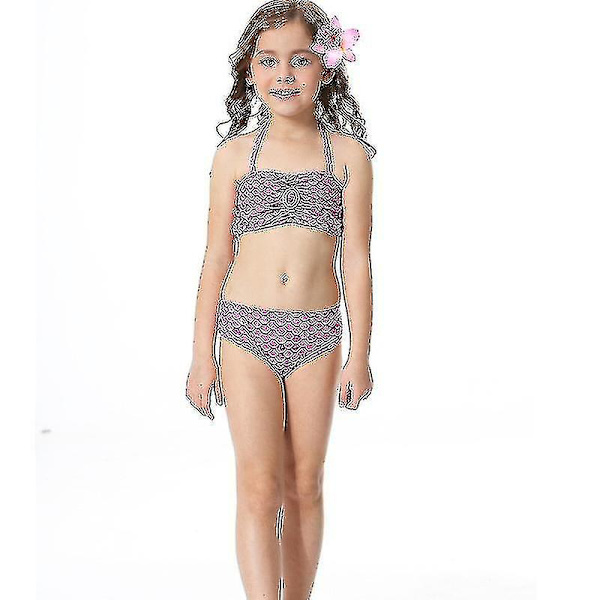 Barn Flickor Mermaid Tail Bikini Set Badkläder Baddräkt Simdräkt Hög kvalitet A Purple 100