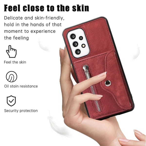 Phone case för Samsung Galaxy A32 5g / M32 5g Pu-läder+tpu-skal med Rfid-blockerande kortväska och stöd Red