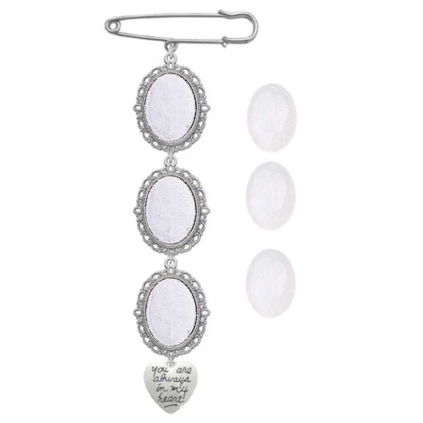 Bröllopsbukett Fotoberlock Gör-det-självnål Brosch Ma Kit Lacy Ram Berlock Oval tavelram med hänge för A set