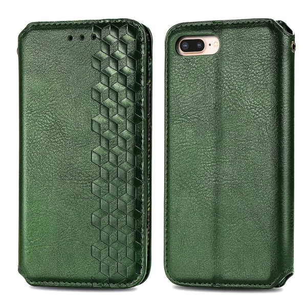 Case för Iphone 8 Plus Flip Cover Plånbok Flip Cover Plånbok Magnetisk Skyddande Handytasche Case Etui - Grön null none