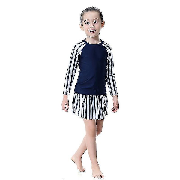 Barn Flickor Badkläder Klänning Mu Islamiska Beachwear Burkini Baddräkt Simset_y Navy Blue 2-3 Years