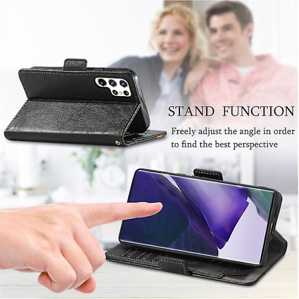 Phone case för Galaxy S22 Plus Case Flip Visitkortshållare Stötsäkert case black