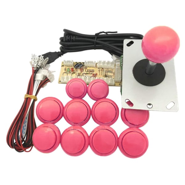 Zero Delay Arcade Diy Kit USB Encoder till PC Arcade Sanwa Joystick Tryckknappar Pink