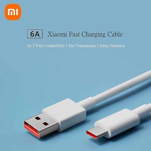 Xiaomi USB Type C-kabel 6A Supersnabb laddningsdatakabel Hållbar TPE USBA till USBC-laddningssladd white none