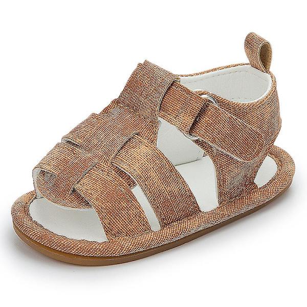 Sommarsandal med rem runt ankeln för barn, casual sandaler för småbarn, öppna tofflor Brown EU 15-16