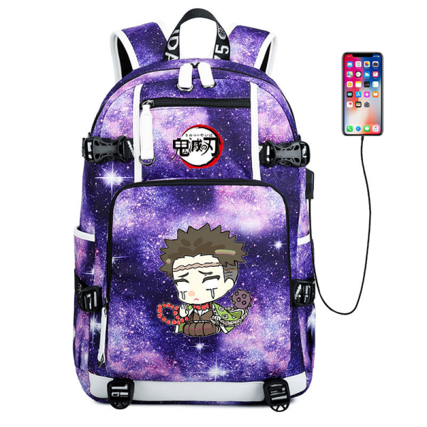 Ghost Slayer Ryggsäck Anime Student Skolväska Ryggsäck Usb