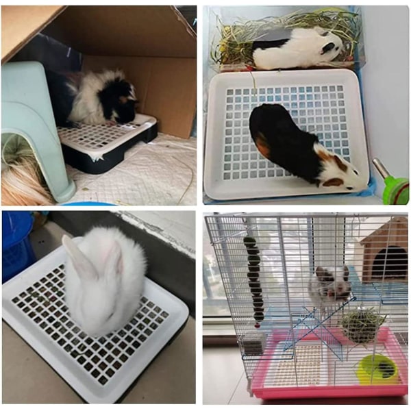 Kanin ströbricka med galler smådjur marsvin hamster bur Toalett Pink White