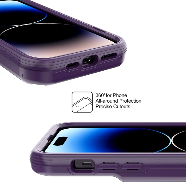 För Iphone 14 Pro Cardcase Series Kickstand Pc + Tpu Case Spegel Funktion Korthållare Förtjockat Cover Light Purple none