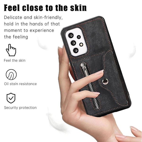 Phone case för Samsung Galaxy A32 5g / M32 5g Pu-läder+tpu-skal med Rfid-blockerande kortväska och stöd Black
