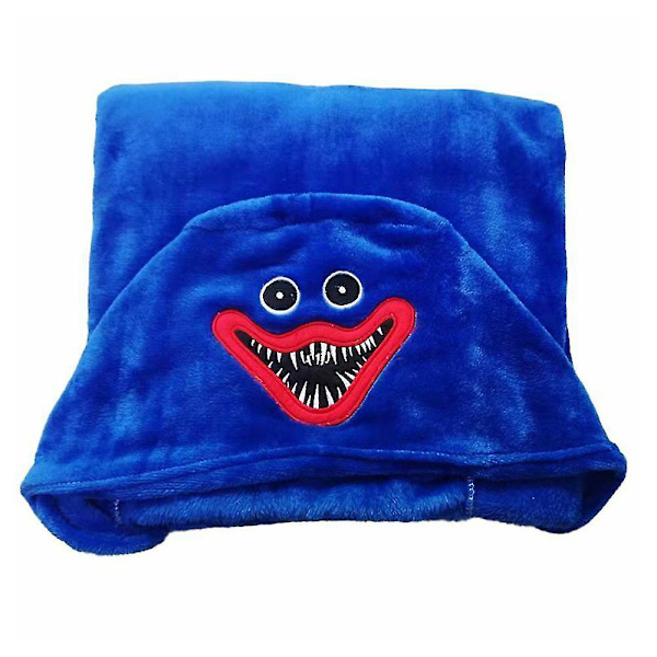 Poppy Playtime Huggy Wuggy Huvtröja Plyschfilt Cape Nattkläder Sovande Campingmattor Blue M