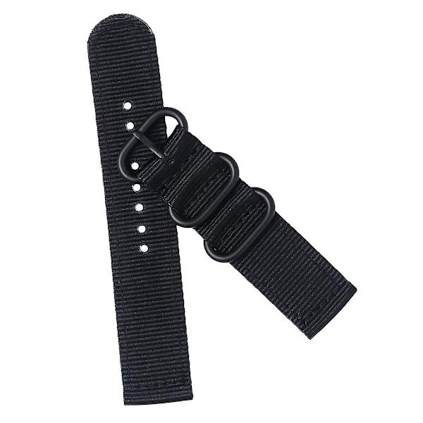 18 mm watch Slitstarkt 2-ledat watch i nylon för byte av watch (helsvart) Black 12.5x1.8cm