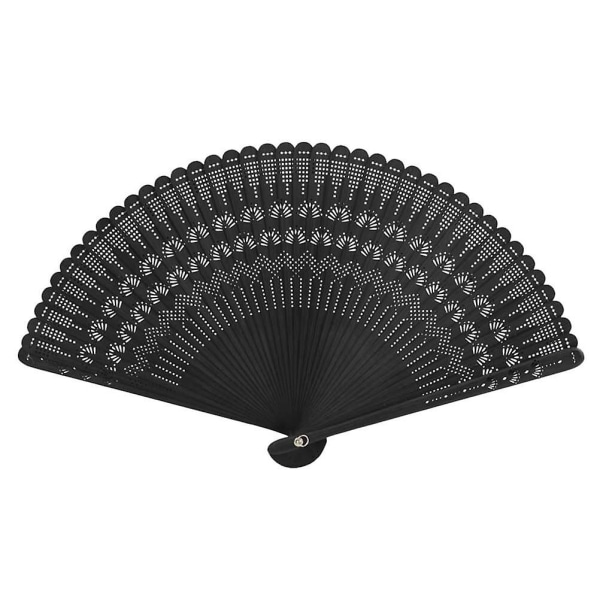 Bambu Vintage Fan Silk Handhållen hopfällbar fläkt Elegant present för kvinnor damer (svart) Black none