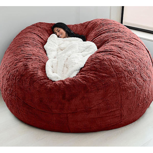 Lazy Sofa Bean Bag konstgjord päls Bean Bag (endast bönor) Claret 135 x 65cm