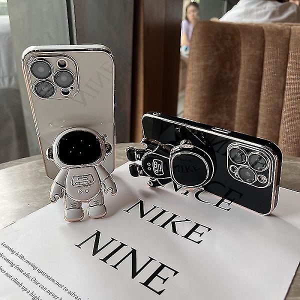 Astronaut Hidden Stand Case Kompatibel Samsung Galaxy S22/s22+/s22ultra Nytt elektropläterat Case Black S22 Ultra