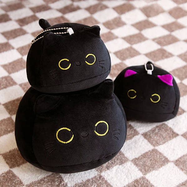 Kawaii Giant Svart Katt Formerad Mjuk Plysch Kuddar Doll Härlig Tecknad Djur Hängsmycke Fyllda Leksaker Flickor Födelsedagsgåvor Ornament lila 40cm