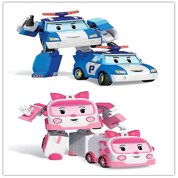 Poli Robocar Robot Transformering Robot Brandbil Trafikräddningsteam Set Festlig födelsedagspresent 7 Pcs