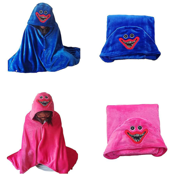 Poppy Playtime Huggy Wuggy Huvtröja Plyschfilt Cape Nattkläder Sovande Campingmattor Blue M