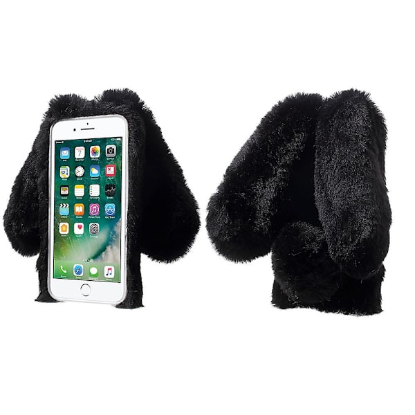 Kaninform varm päls Tpu mobiltelefonfodral för Iphone Se (2020)/se (2022)/8/7 4,7 tum Black