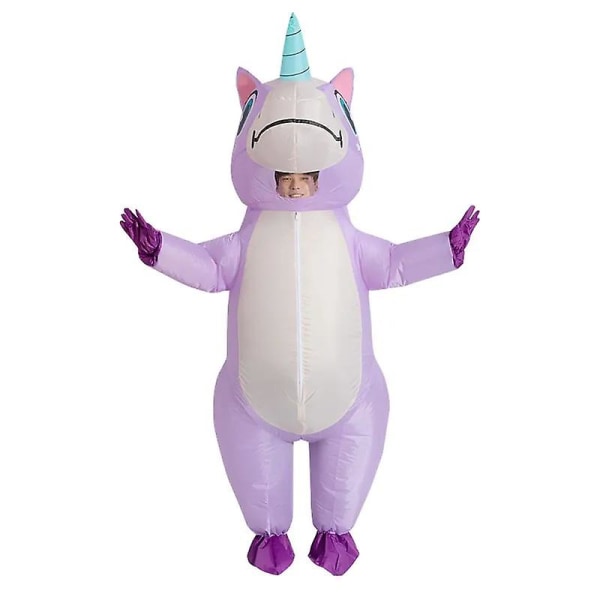 Lila Unicorn Uppblåsbar Dräkt Vuxen Barn Regnbåge Halloween Kostymer För Kvinnor Män Vuxen Carnival Mascot Jul Cosplay Purple Adult 150-190cm